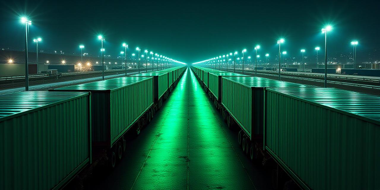 Modern logistics hub with cinematic lighting